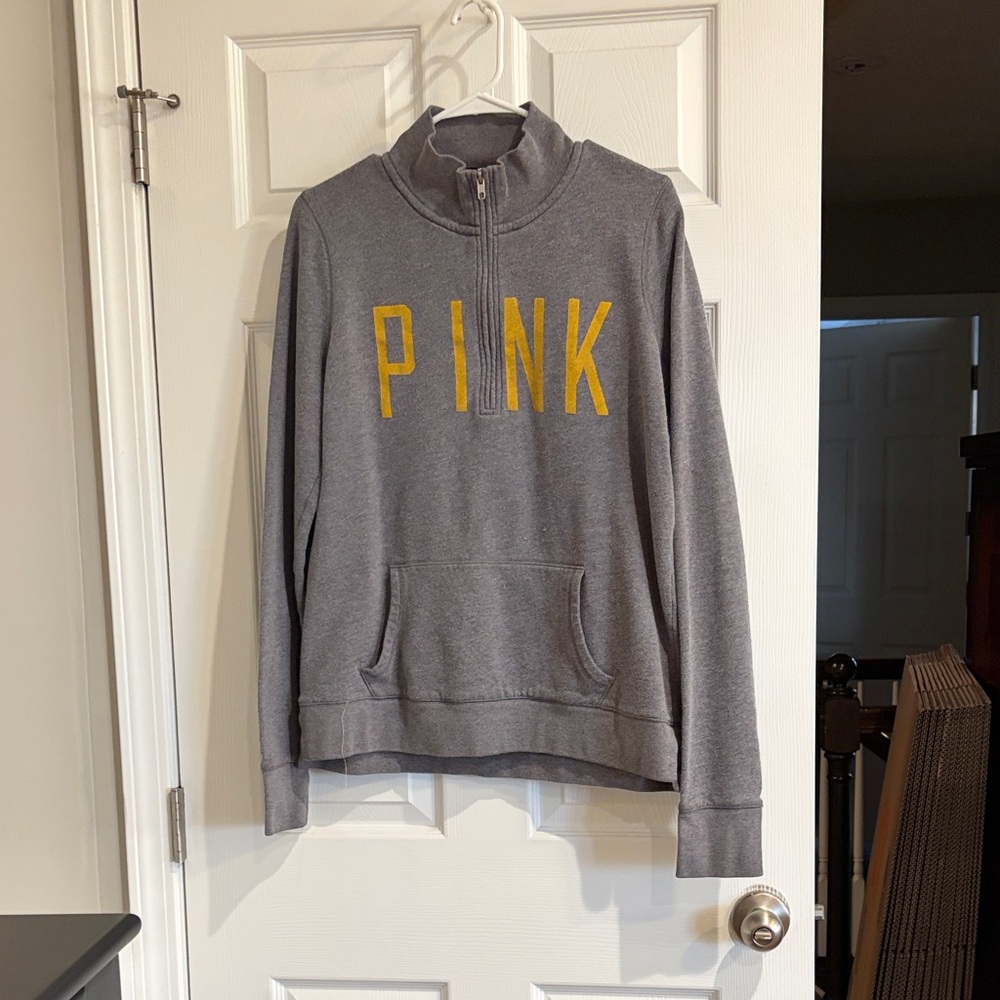 PINK Victoria's Secret Gray and Gold Turtleneck Sweater